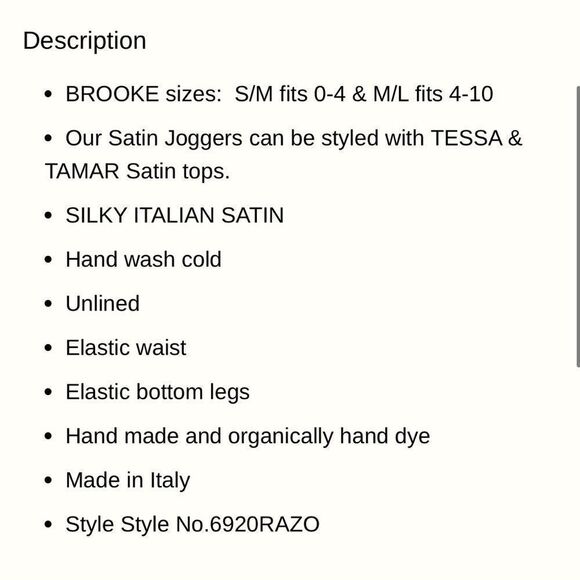 Sofia Collections satin joggers - Picture 11 of 11